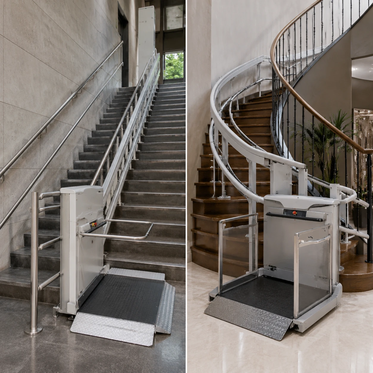 Straight and curved wheelchair platform lifts